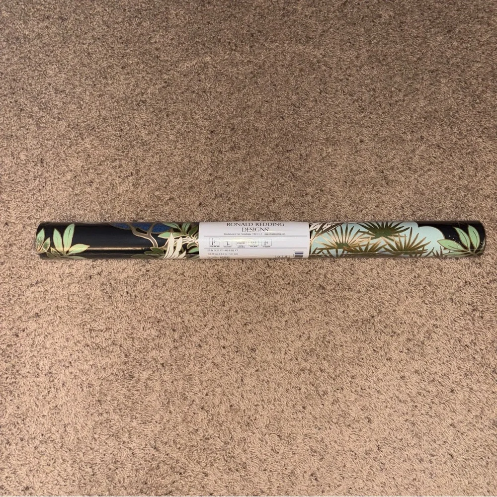 New Anthropologie Sprig and Heron Black Floral Wallpaper Mural